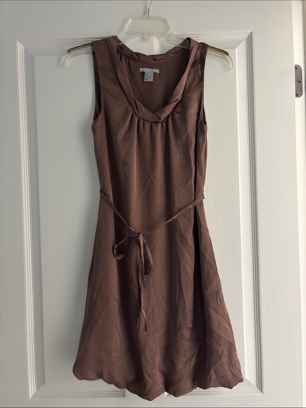 H&M Brown Sleeveless Tie-Waist Dress Sz 2